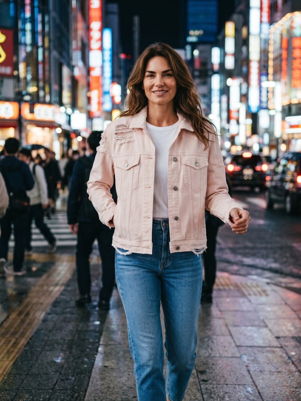 American Eagle AE Womens Destroyed Classic Light Pink Jean Denim Jean Jacket